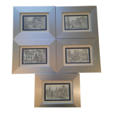 5 lithographs of Bruges, framed