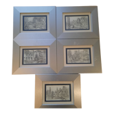 5 lithographs of Bruges, framed
