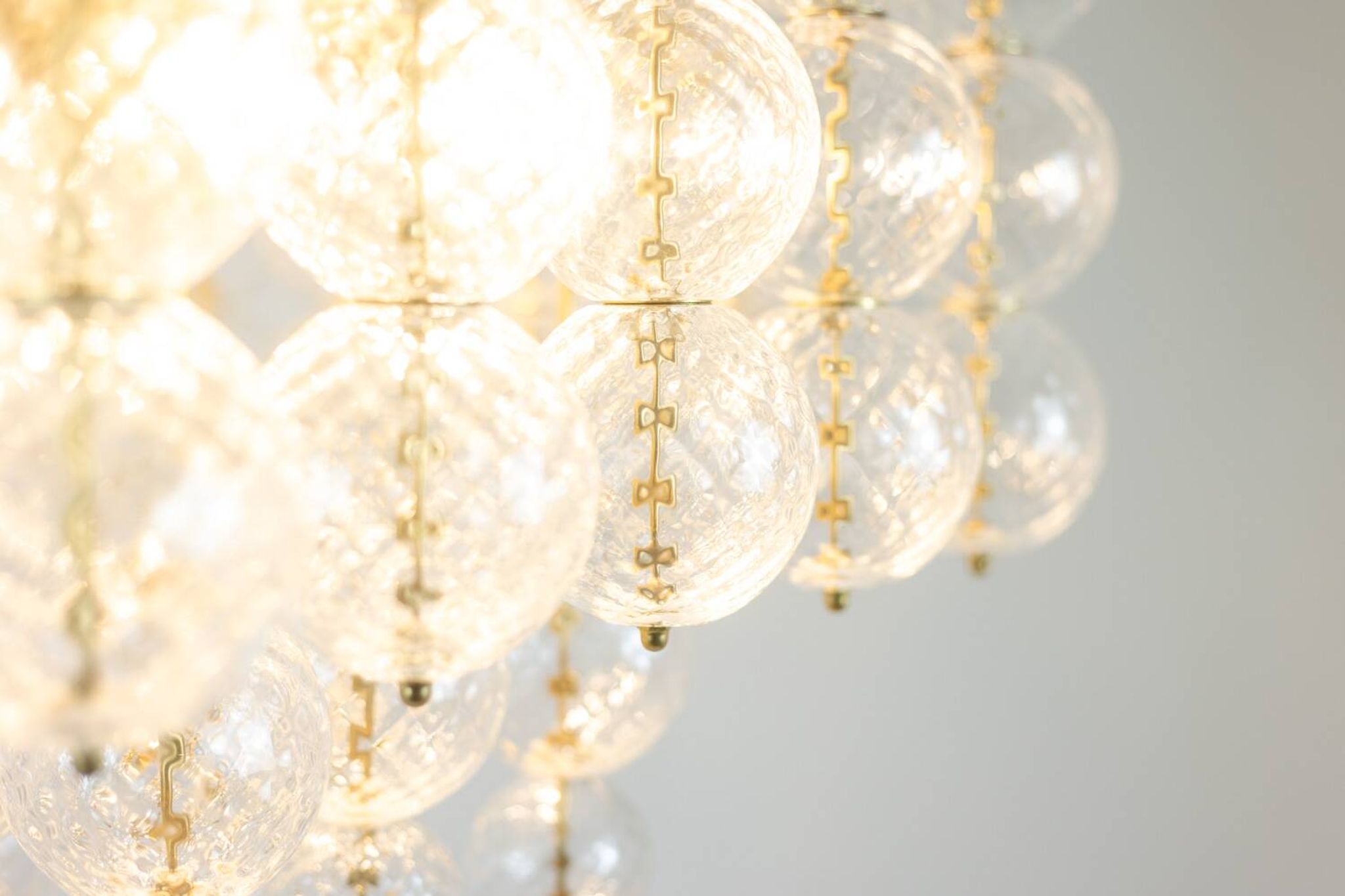 Kamenický Šenov. Glass blown chandeliers and gilded brass. 1970s.