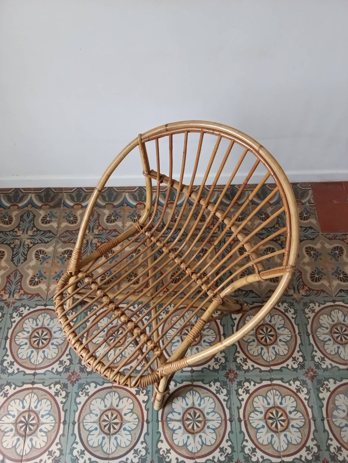 Trio de fauteuils rotin vintage