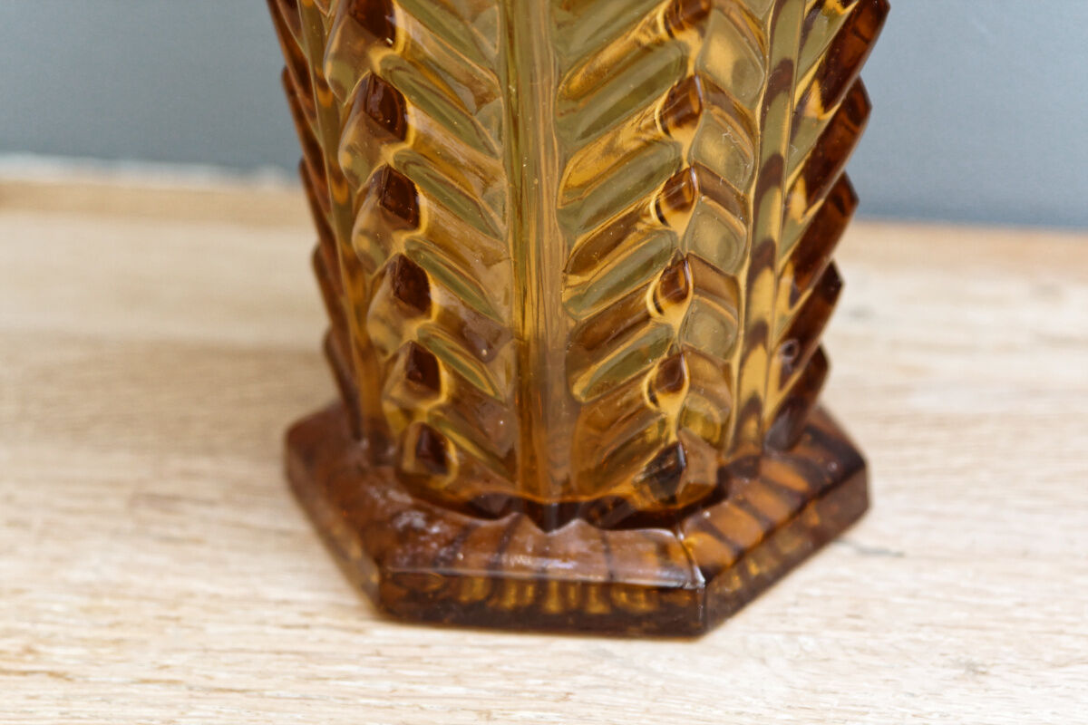 Art Deco moulded pressed glass vase, cone shape