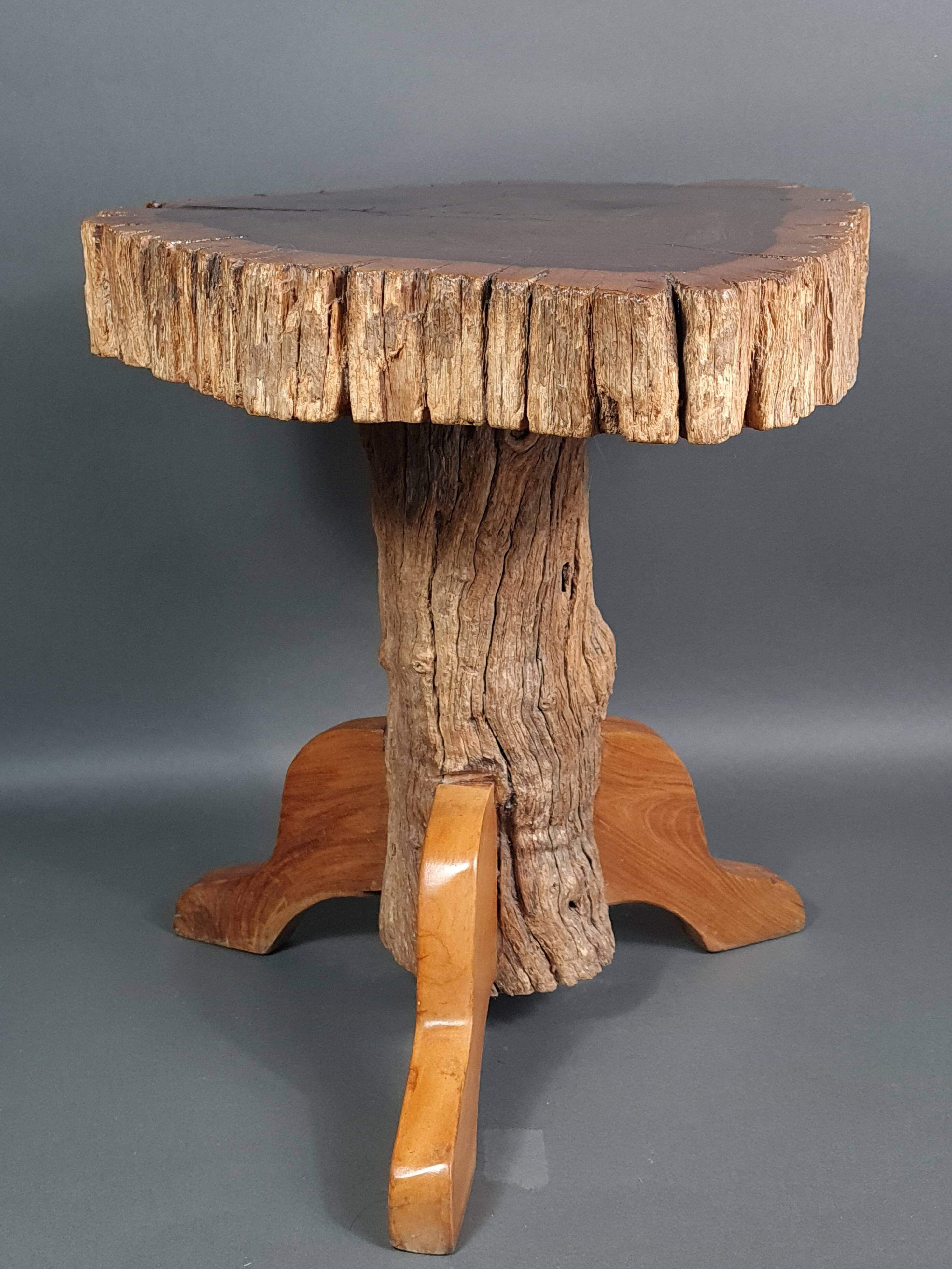 Brutalist teak stool or side table, 13 kg, 2 available D344 /1/