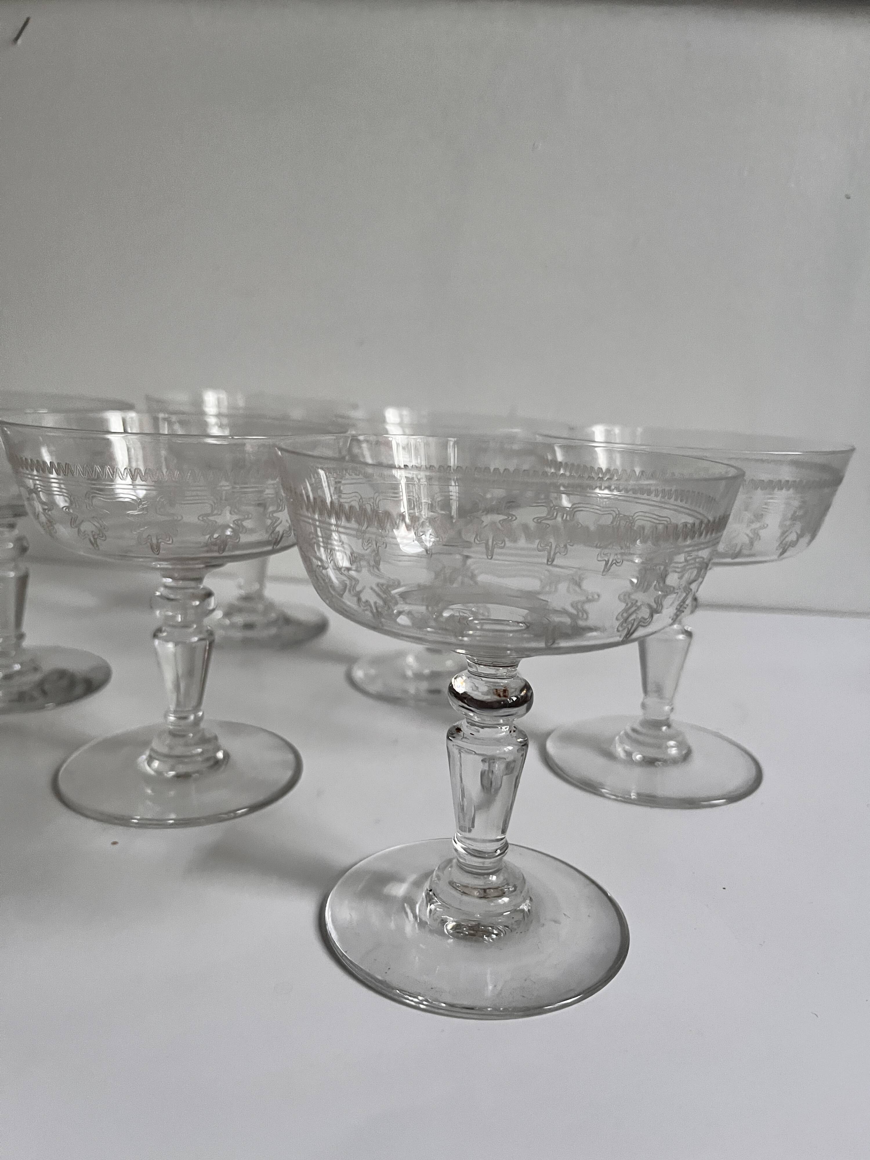 Crystal champagne coupes 1930
