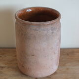 Old grease or honey pot in ochre glazed earth