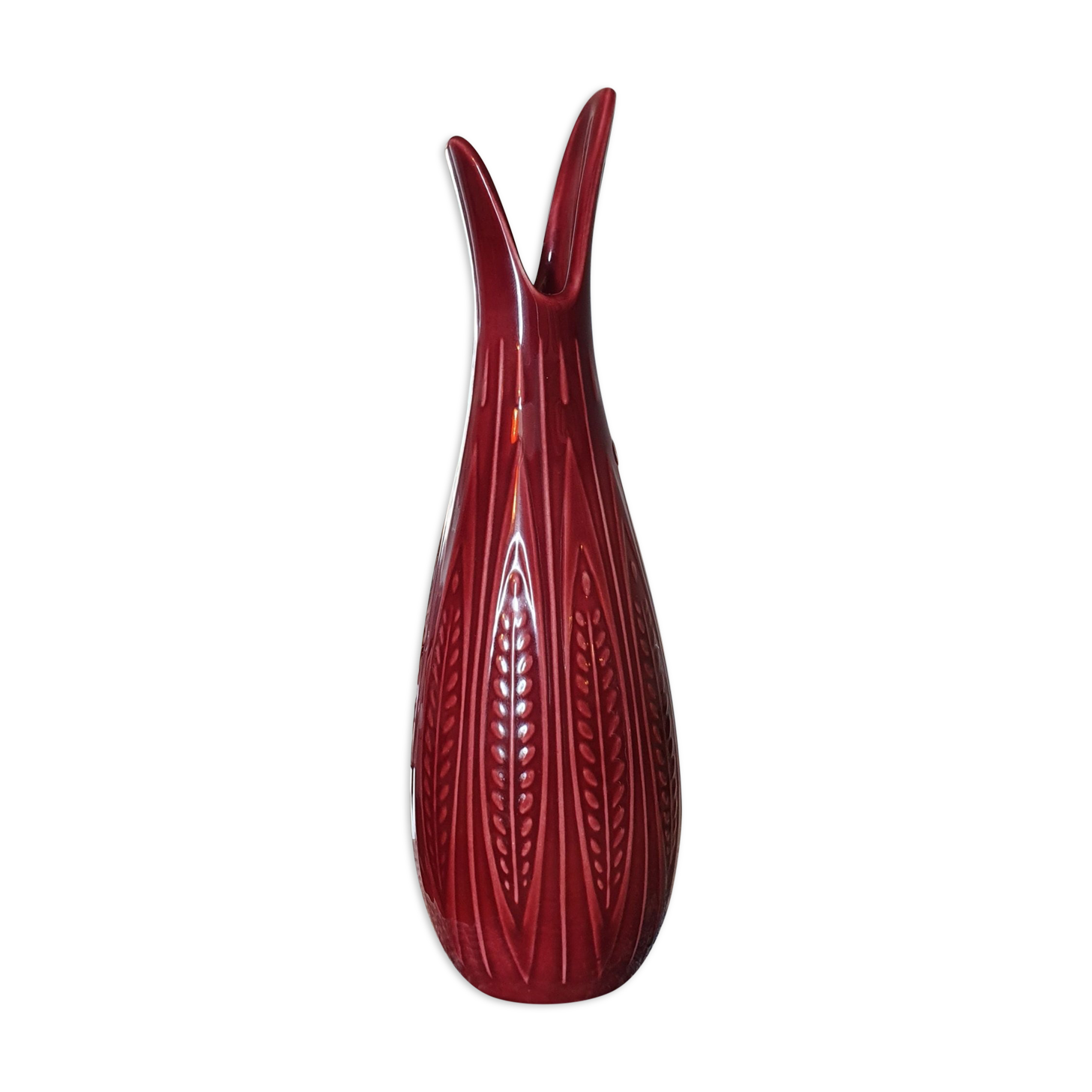 Scandinavian red ceramic vase by gunnar nylund for rorstrand - 1960