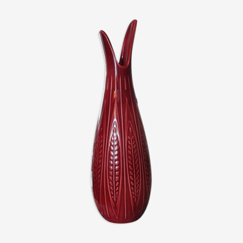 Scandinavian red ceramic vase by gunnar nylund for rorstrand - 1960