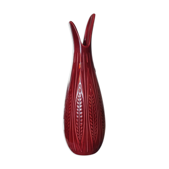 Scandinavian red ceramic vase by gunnar nylund for rorstrand - 1960