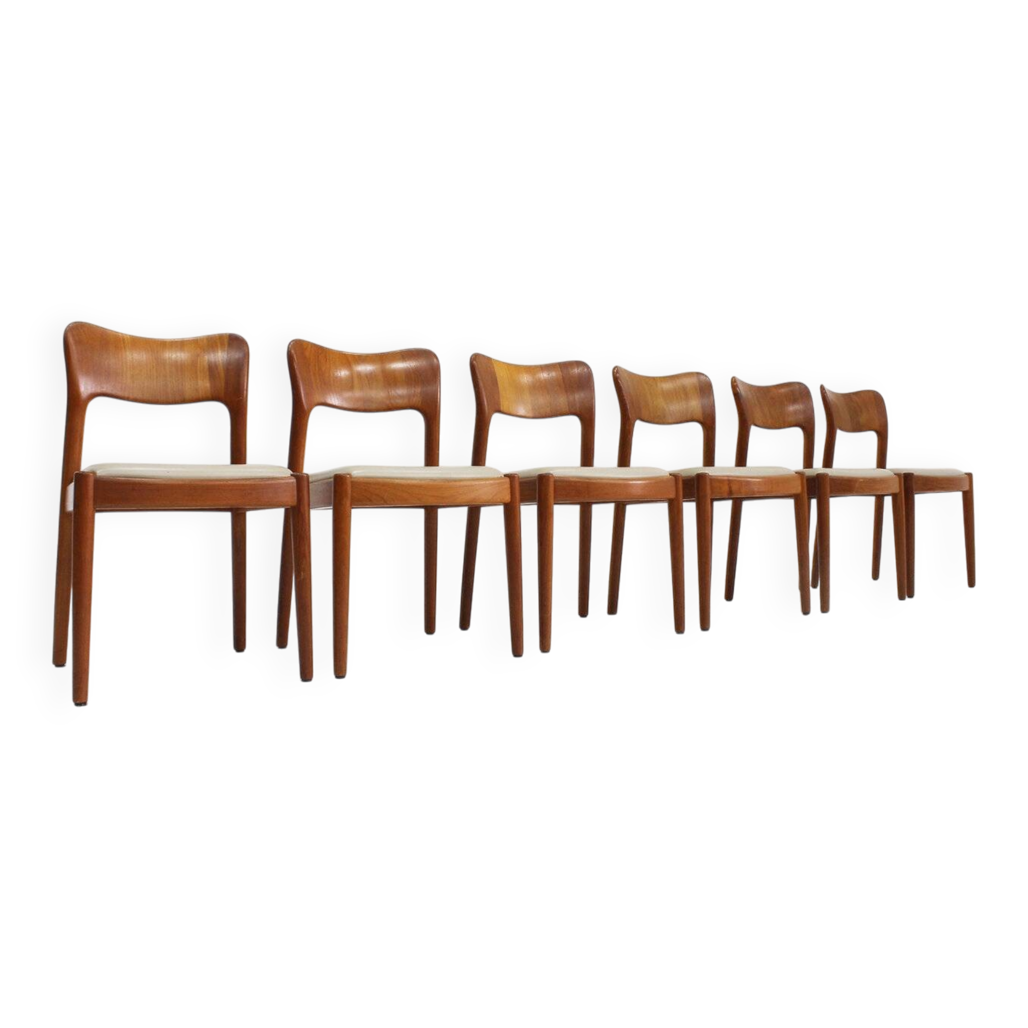 Set of 6 vintage Danish dining chairs by Niels Koefoed, 1960s, teak