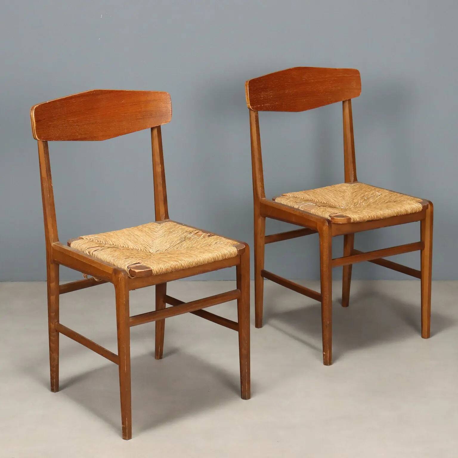 Vintage beech chairs, bent plywood, design, Italy, 1950s