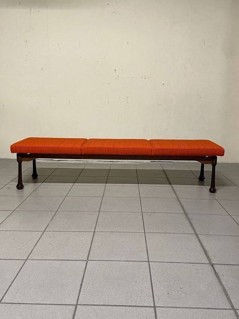 Colourful wooden bench with fabric, 1960s