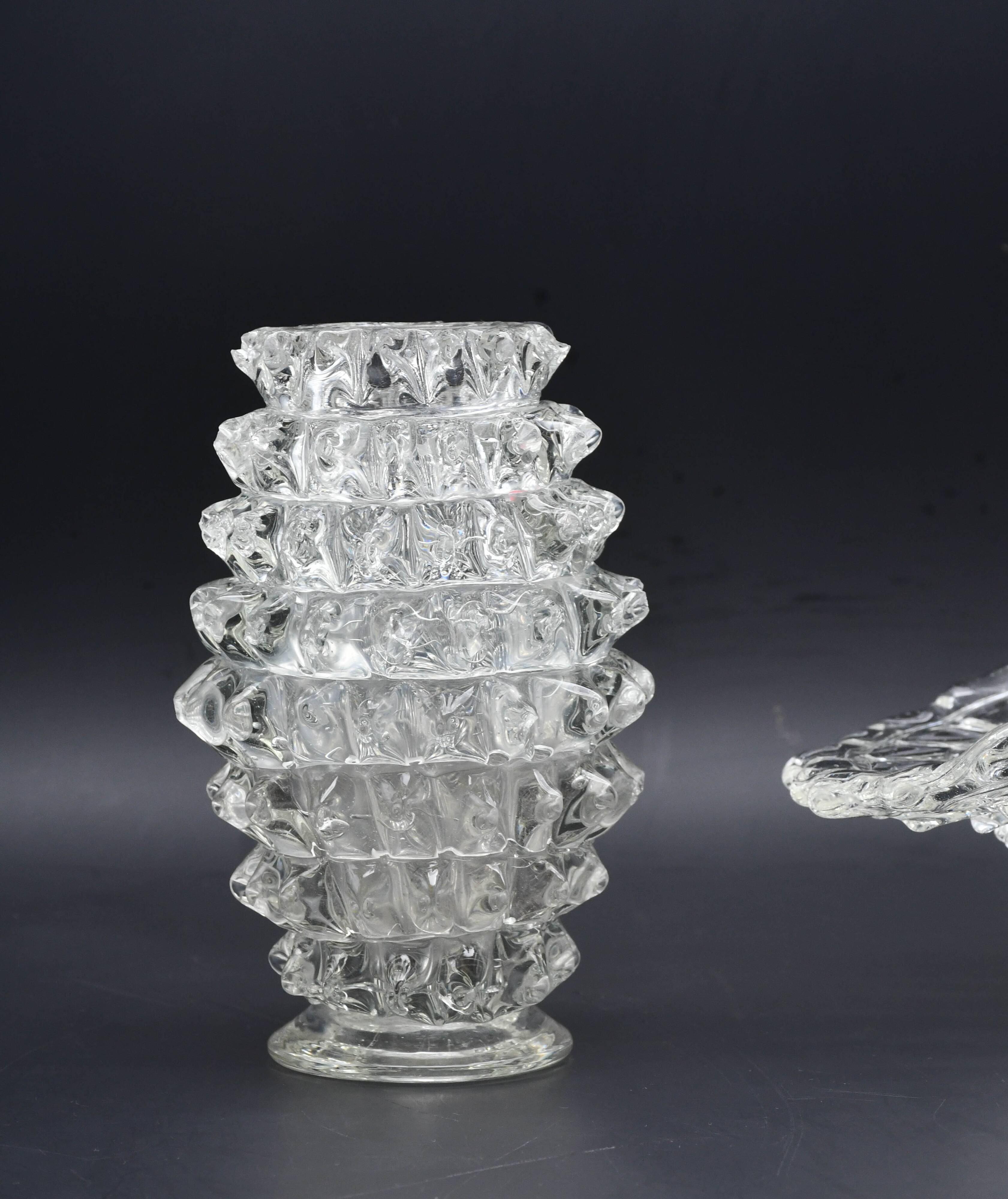 Set of 2 Ercole Barovier Rostrato Murano Italian Glass Vase for Barovier & Toso