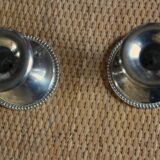 Pair of chrome metal candlesticks