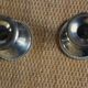 Pair of chrome metal candlesticks