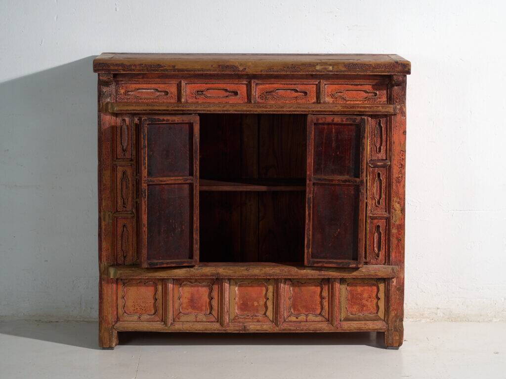 Shanxi buffet in original red paint with four drawers – China, circa 1930
