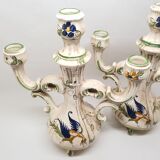 Pair of 2 candlesticks Capodimonte Italy style moustier