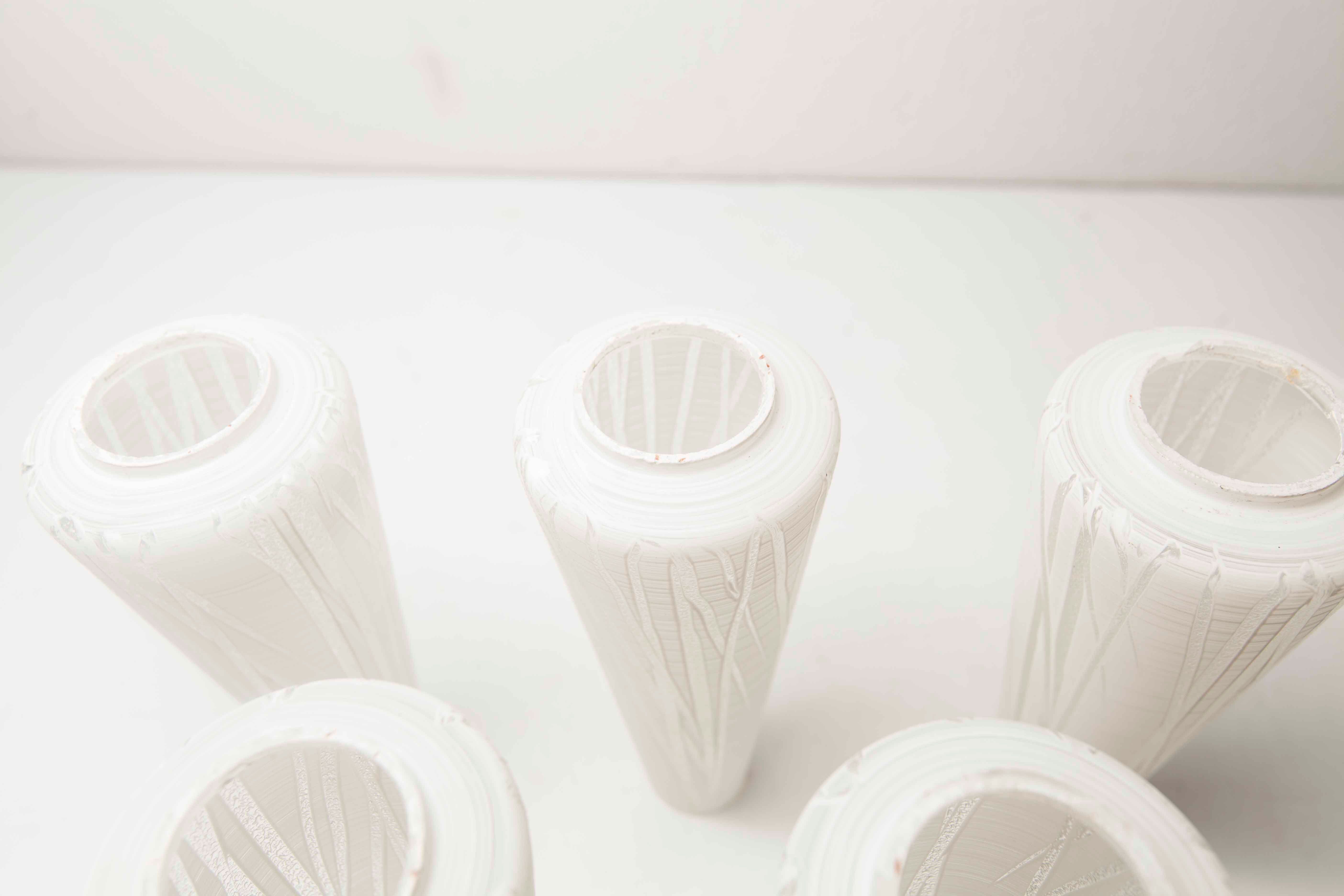 5-branched opaline brass chandelier 60's