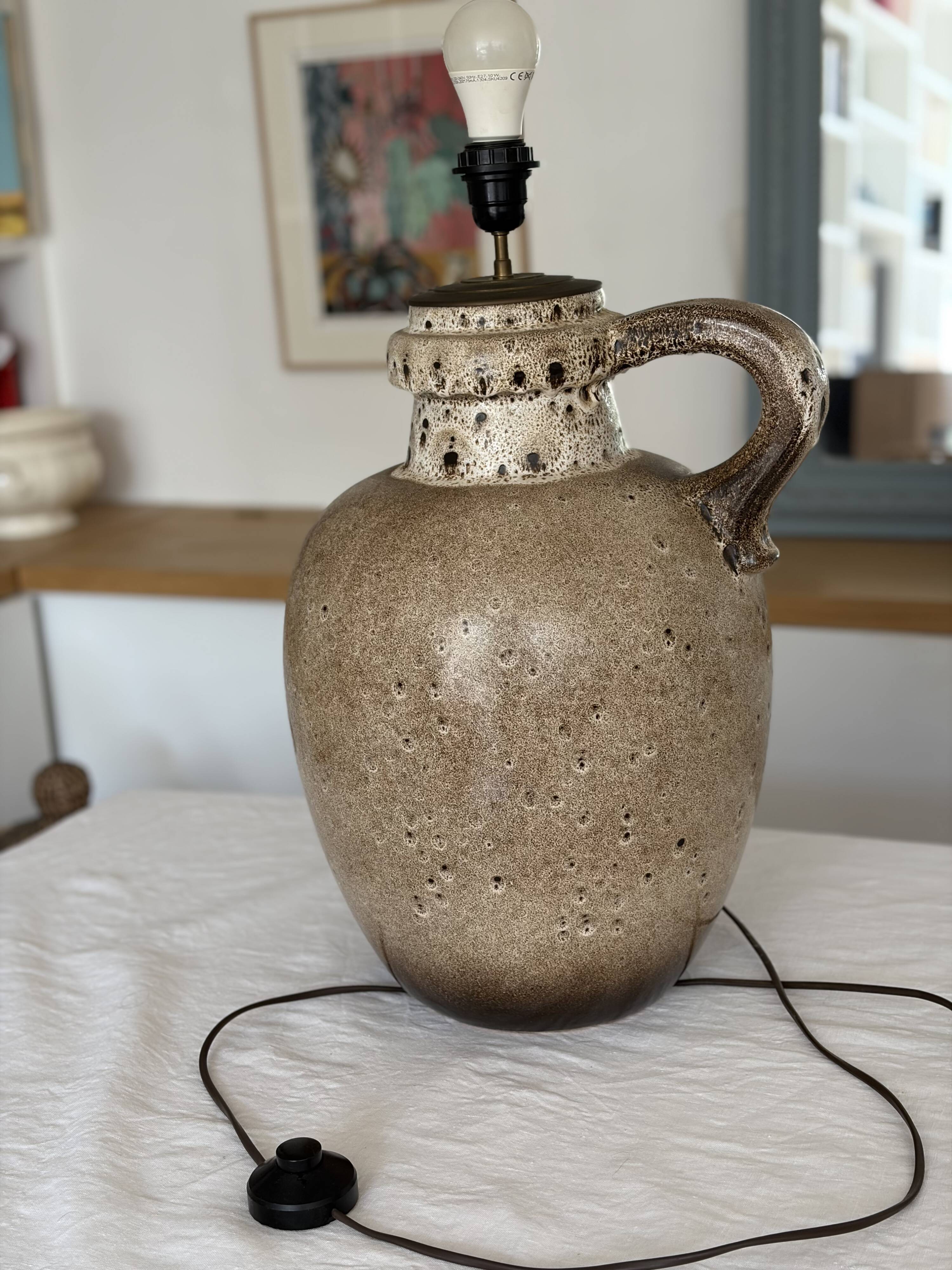Very large glazed ceramic lamp W. Germany
