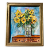 Painting bouquet of sunflowers oil on canvas