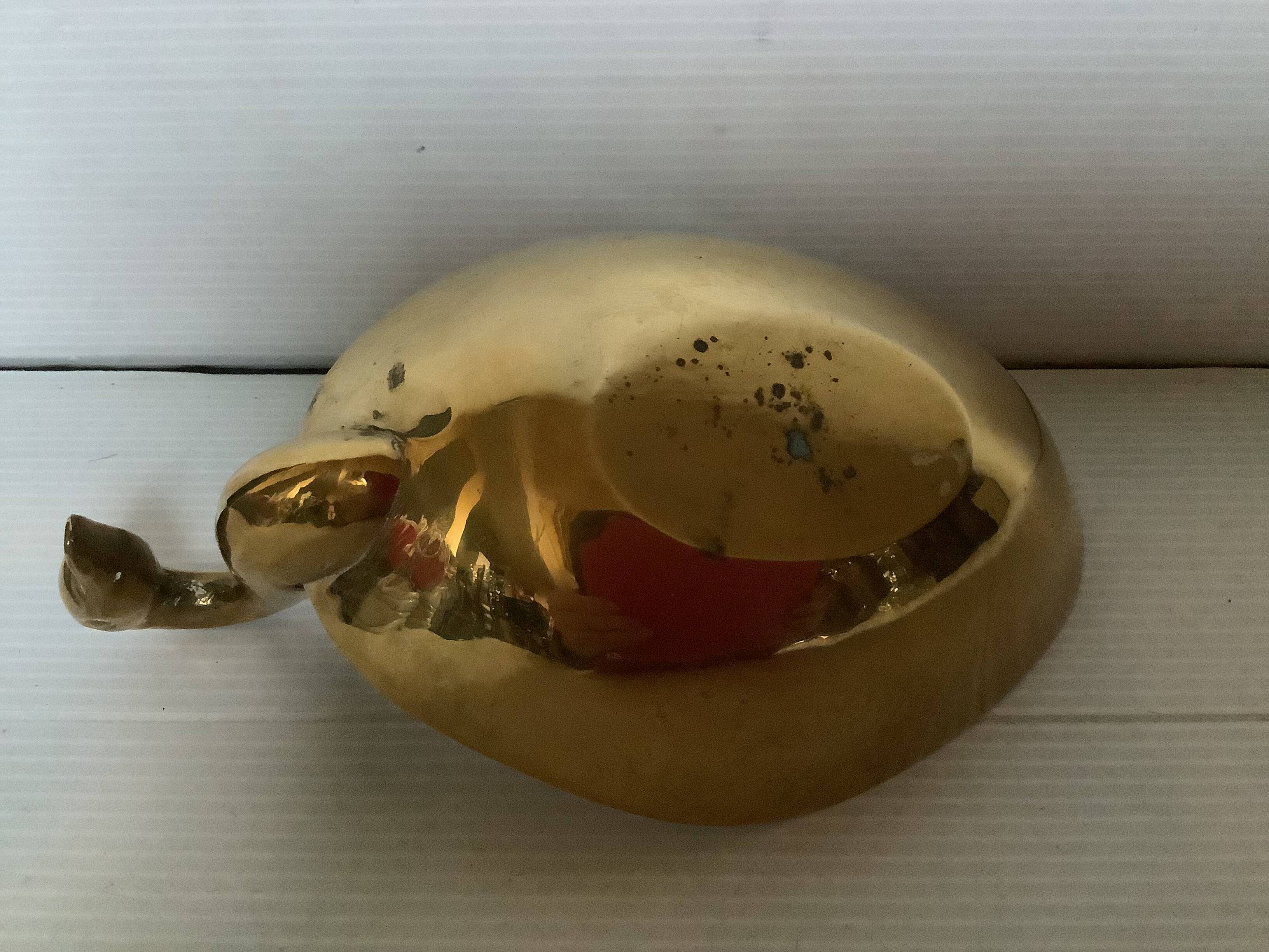 Zoomorphic swan brass trinket tray/ring holder