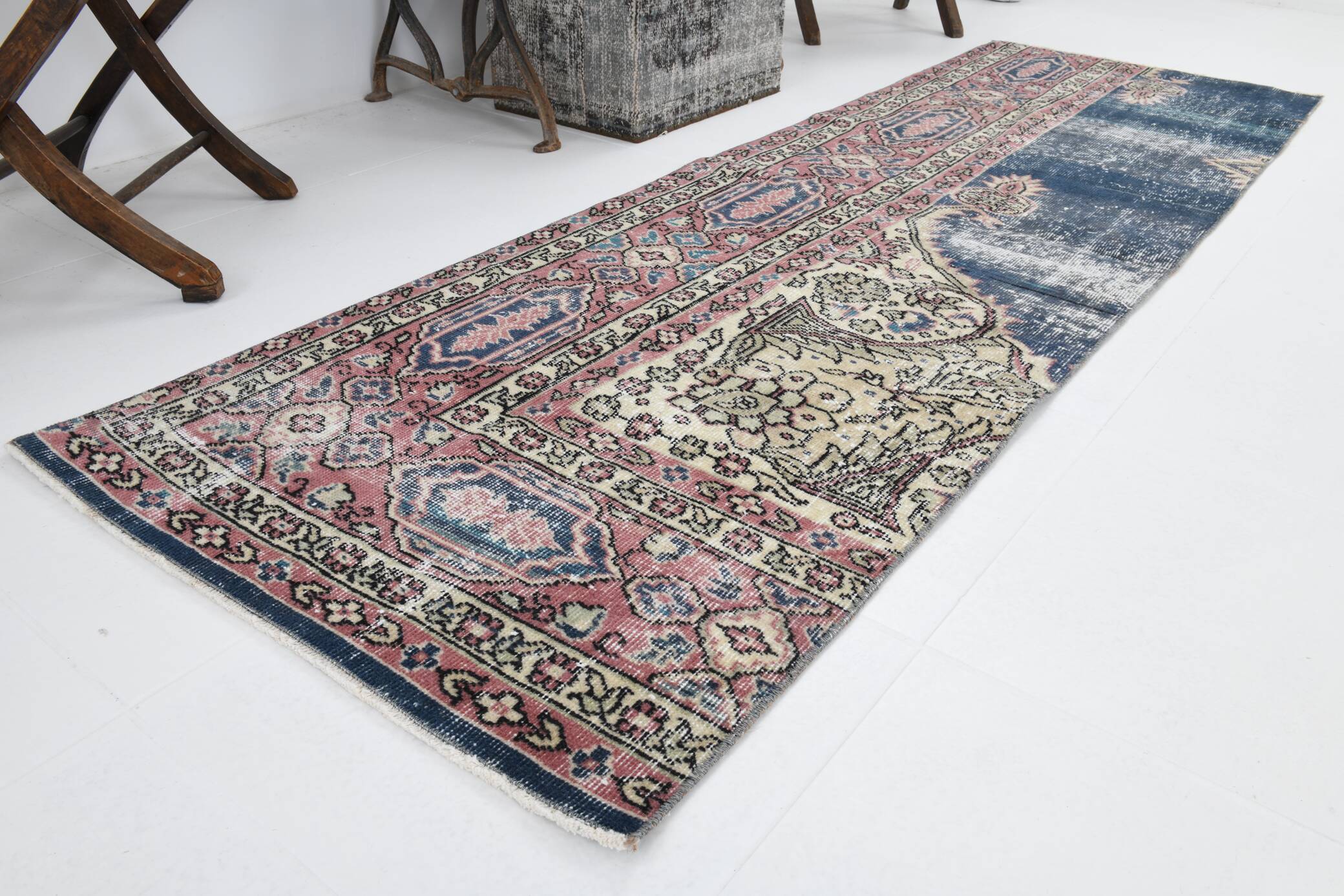 Navy Blue Vintage Runner Rug, 75x231Cm SK 6884
