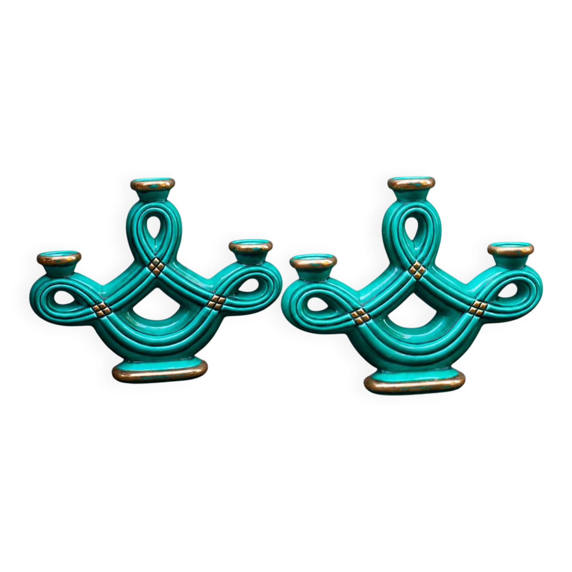 Pair of candlesticks from the 1940s Art Deco period.
