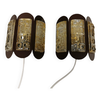 A set of Vitrika wall lamps in great condition with Orrefors glass 1970s