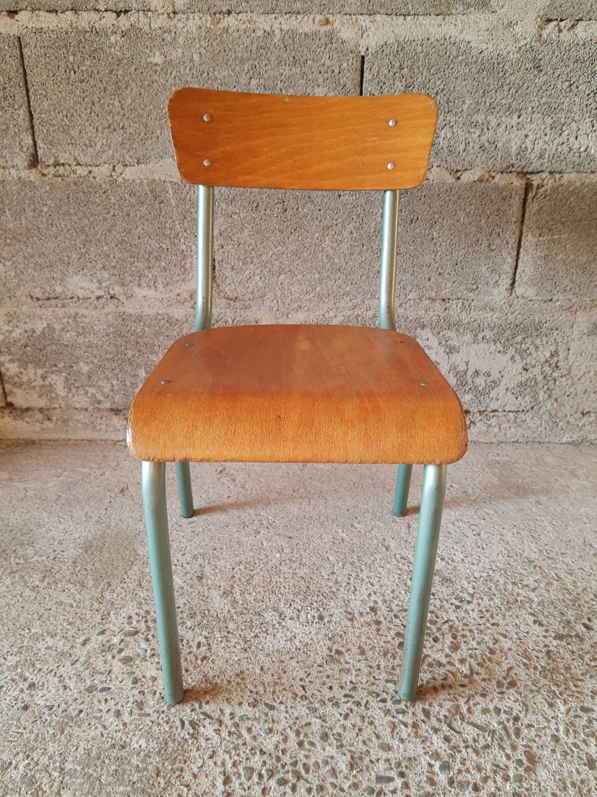 Vintage wood & metal school chair