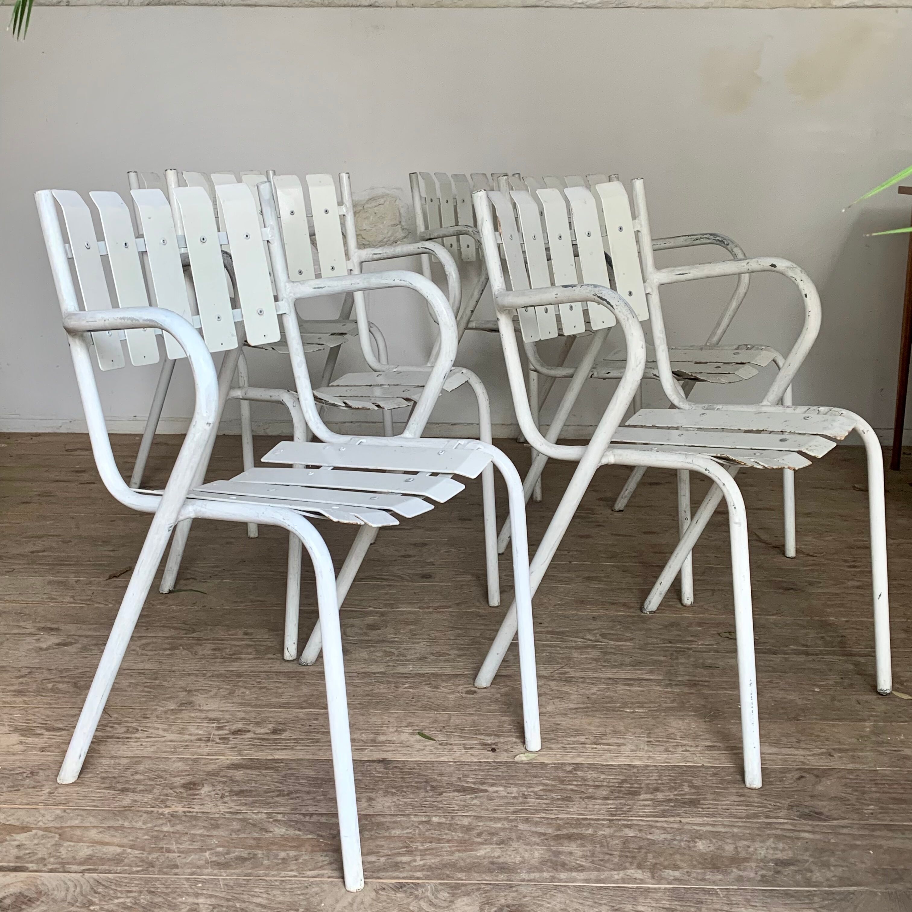 Vintage bistro chairs terrace in galvanized steel - set of 6