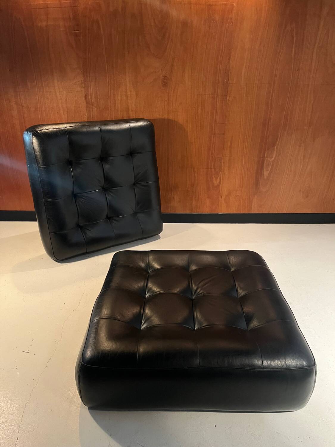 Leather poufs from Roche Bobois around 2000.