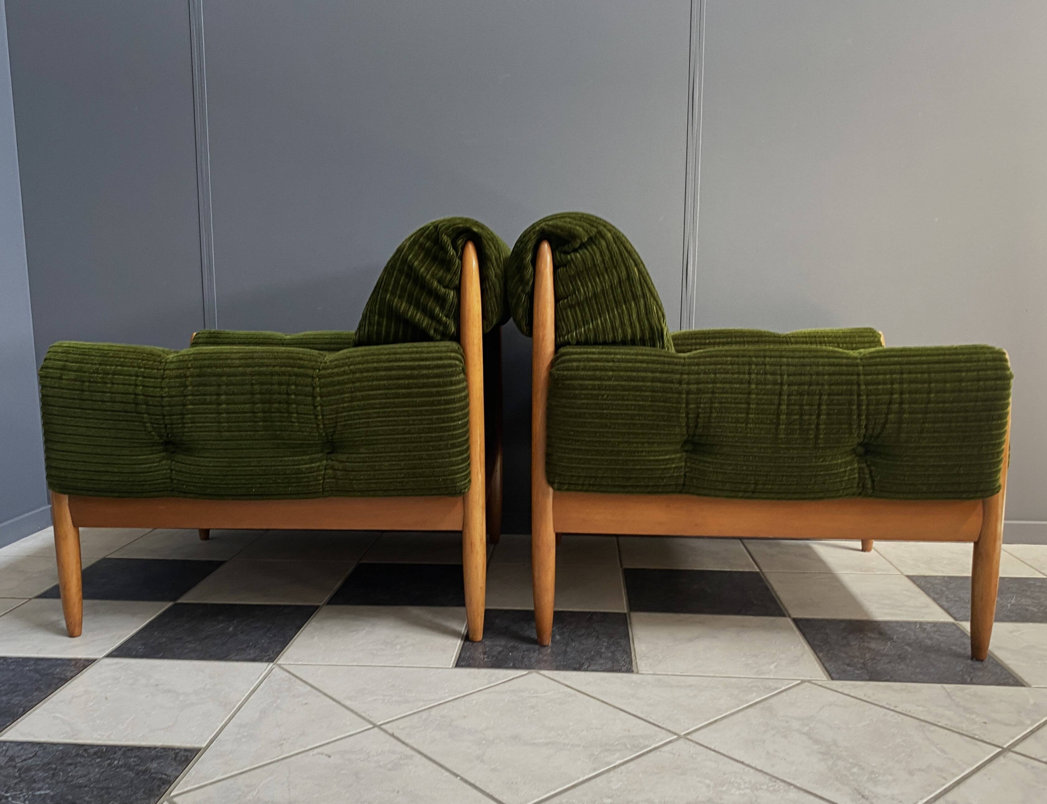 Set of 2 green relax chairs 1960s
