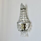 Pair of silver-plated balloon wall lights with pendants, circa 1970.