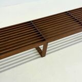 Banc à lattes long vintage George Nelson en bois de teck