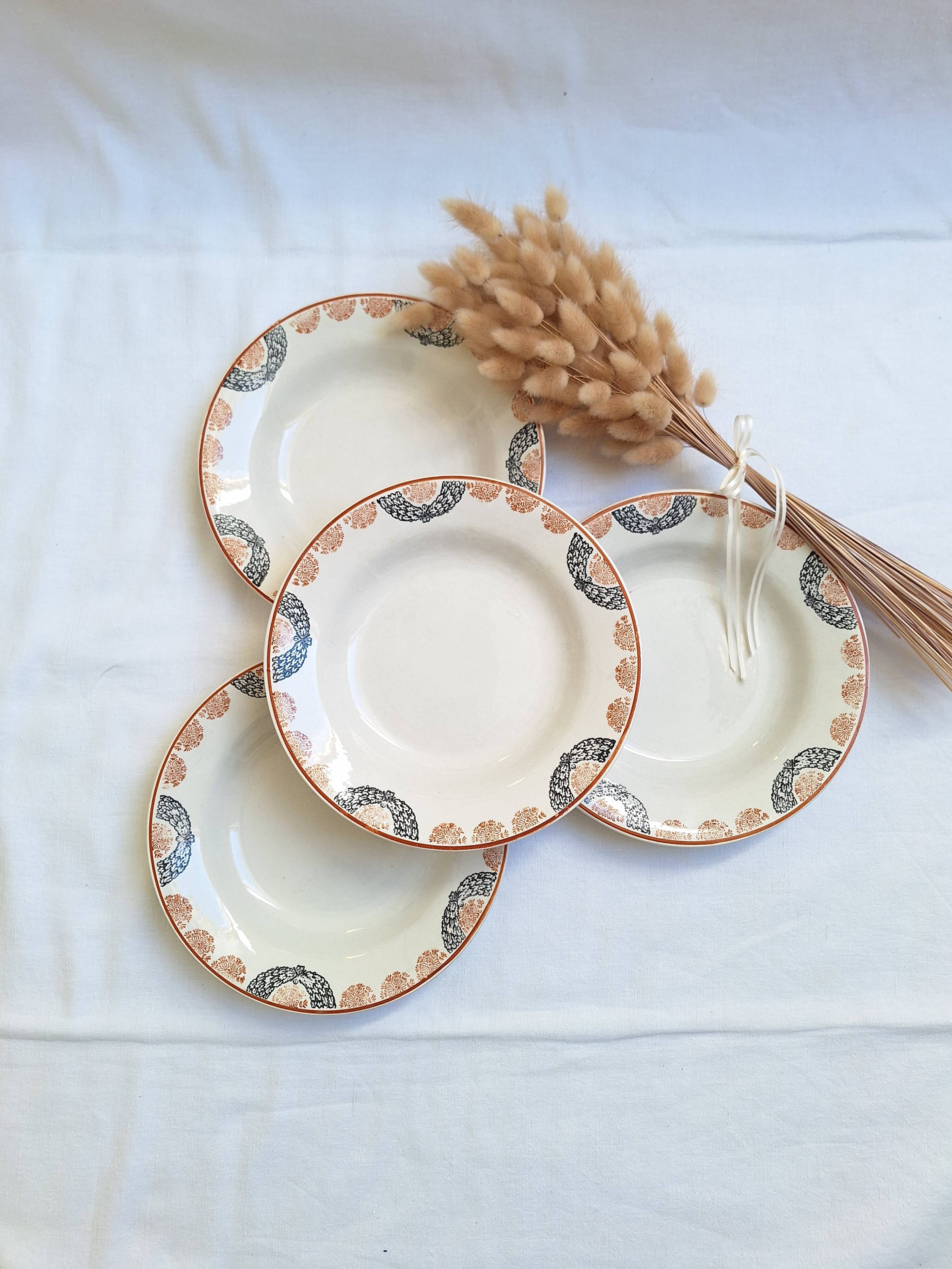 Assiettes creuses HBCM modèle Pauline orange et noir