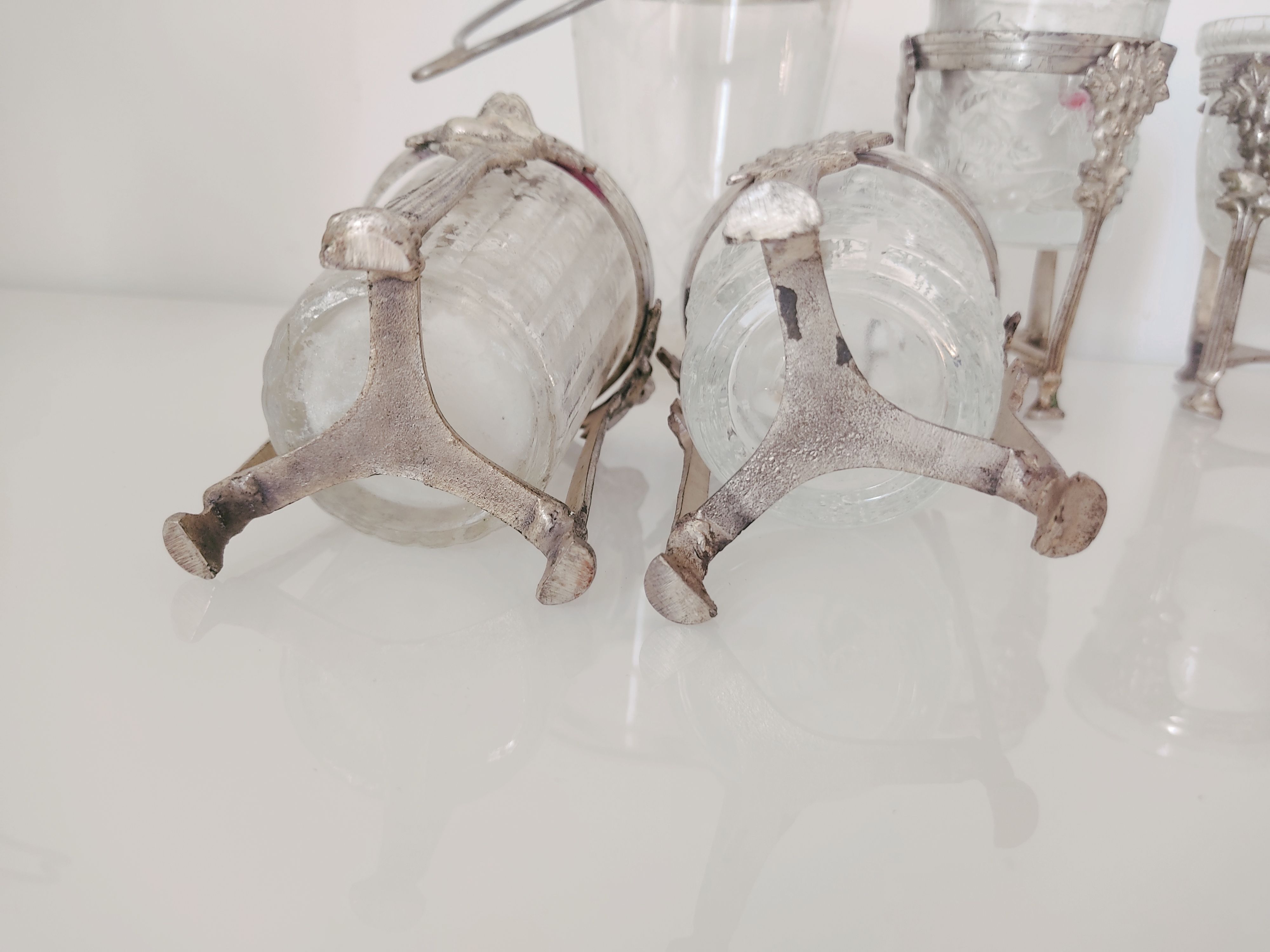 Ensemble de 8 photophores verre et métal