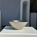 Duo of gray Indonesian ceramic bowls or salad bowls