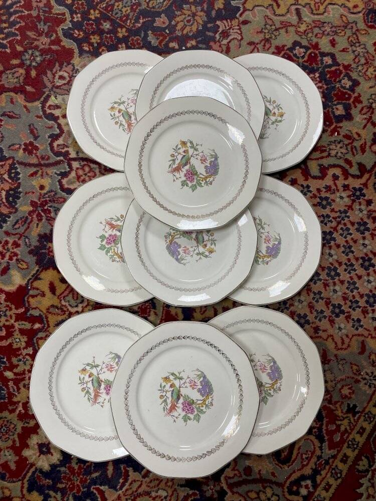 Set of 10 flat plates Digoin & Sarreguemines Nanteuil