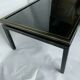 Coffee table laque Pierre Vandel 1980 metal black glass smokes