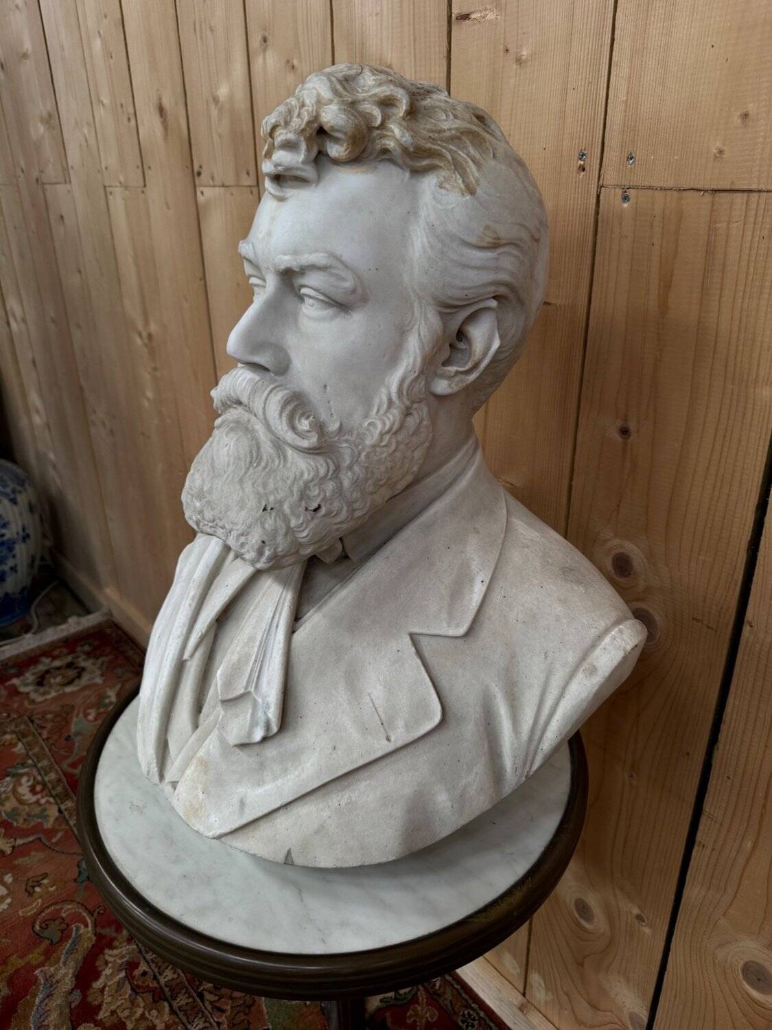 White marble bust of a male portrait – 19th century.