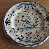 Plate faience moustier decor bird