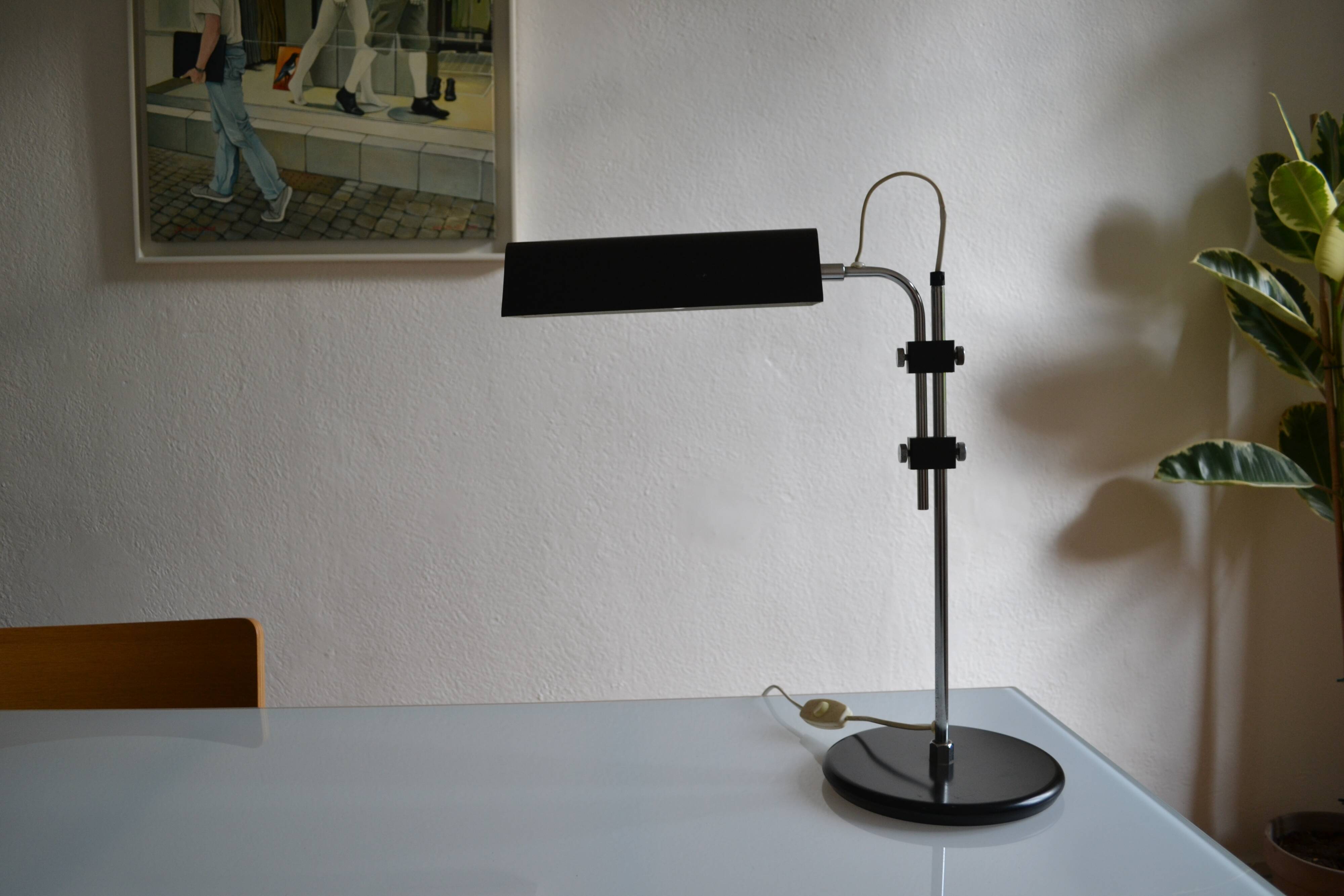 Vintage black modernist table lamp 50 1950 Bauhaus