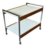 60s 70s serving trolley dinette made of teak & chrome Danish Modern Design