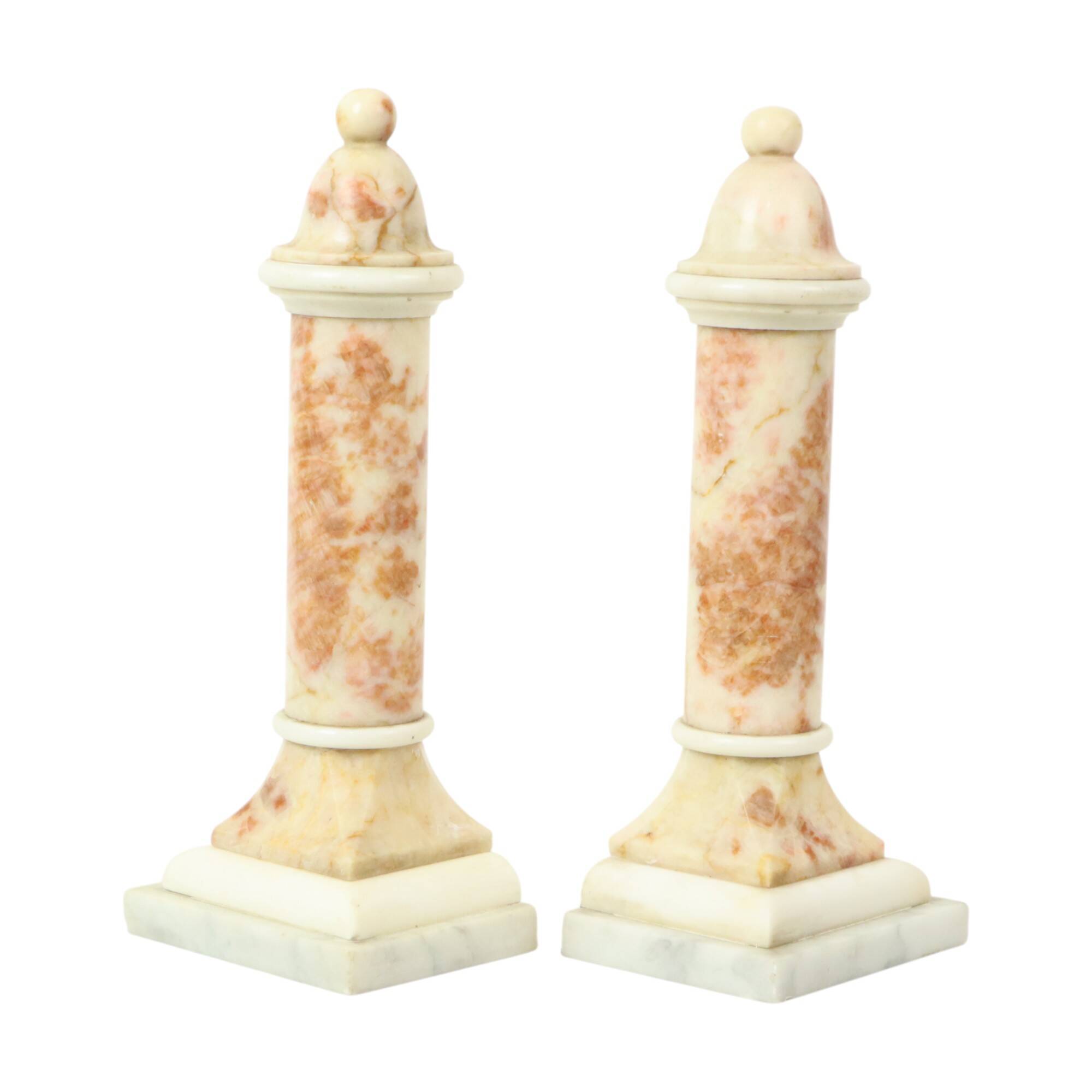 Set of 2 Decorative Marble Pillars Columns Classic 35cm