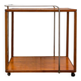 Wooden and chrome-plated metal bar cart, 1950s