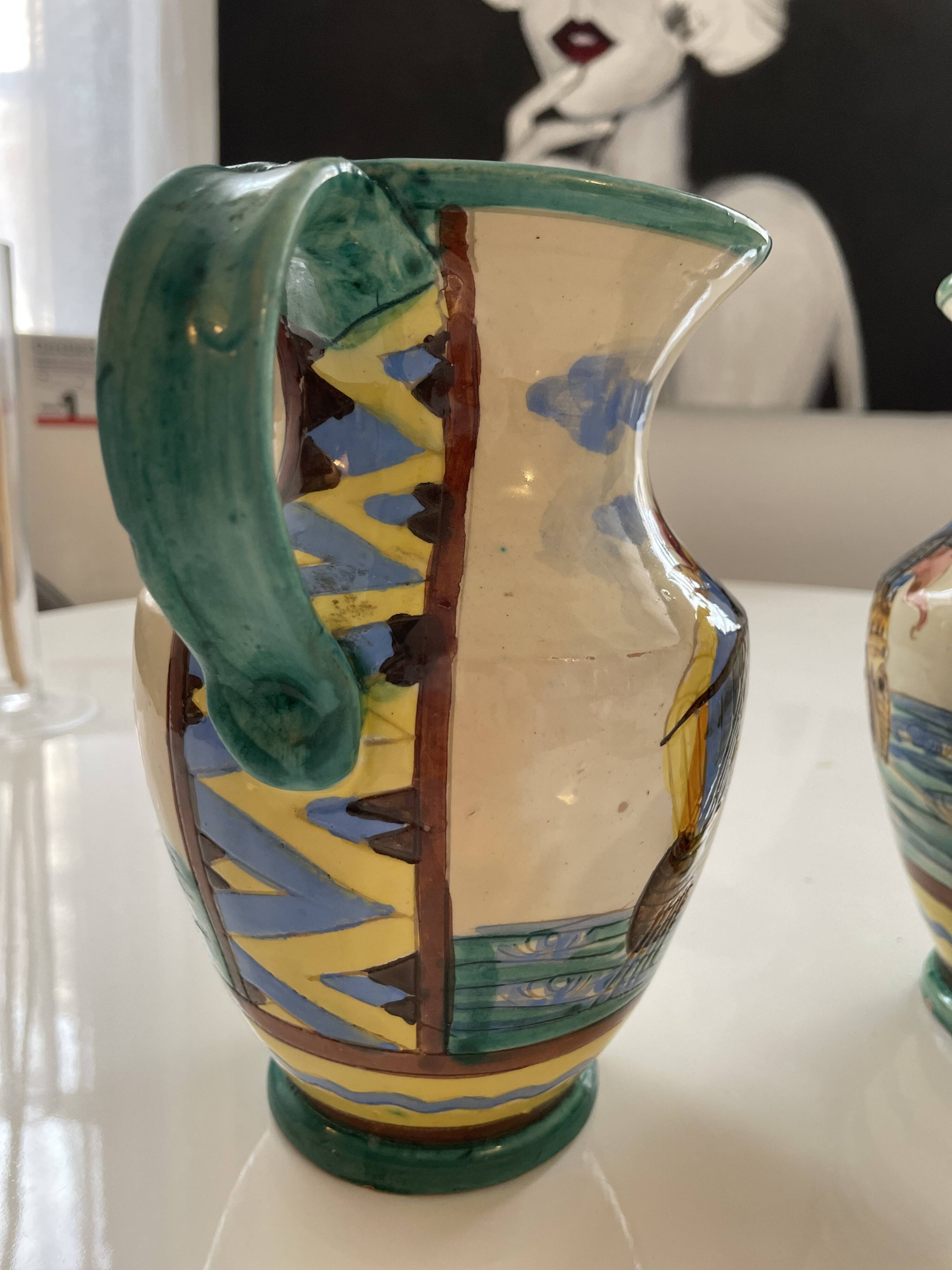 Pair of majolica jugs – perugia italy – 1960s