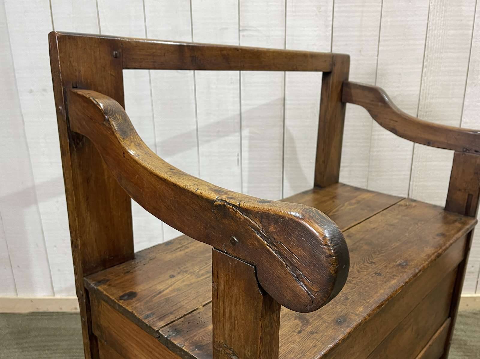 19th century fir fireplace bench