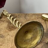 Twisted brass candle holder