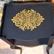 1930 bedside table, repainted wood in black with a golden rose motif.