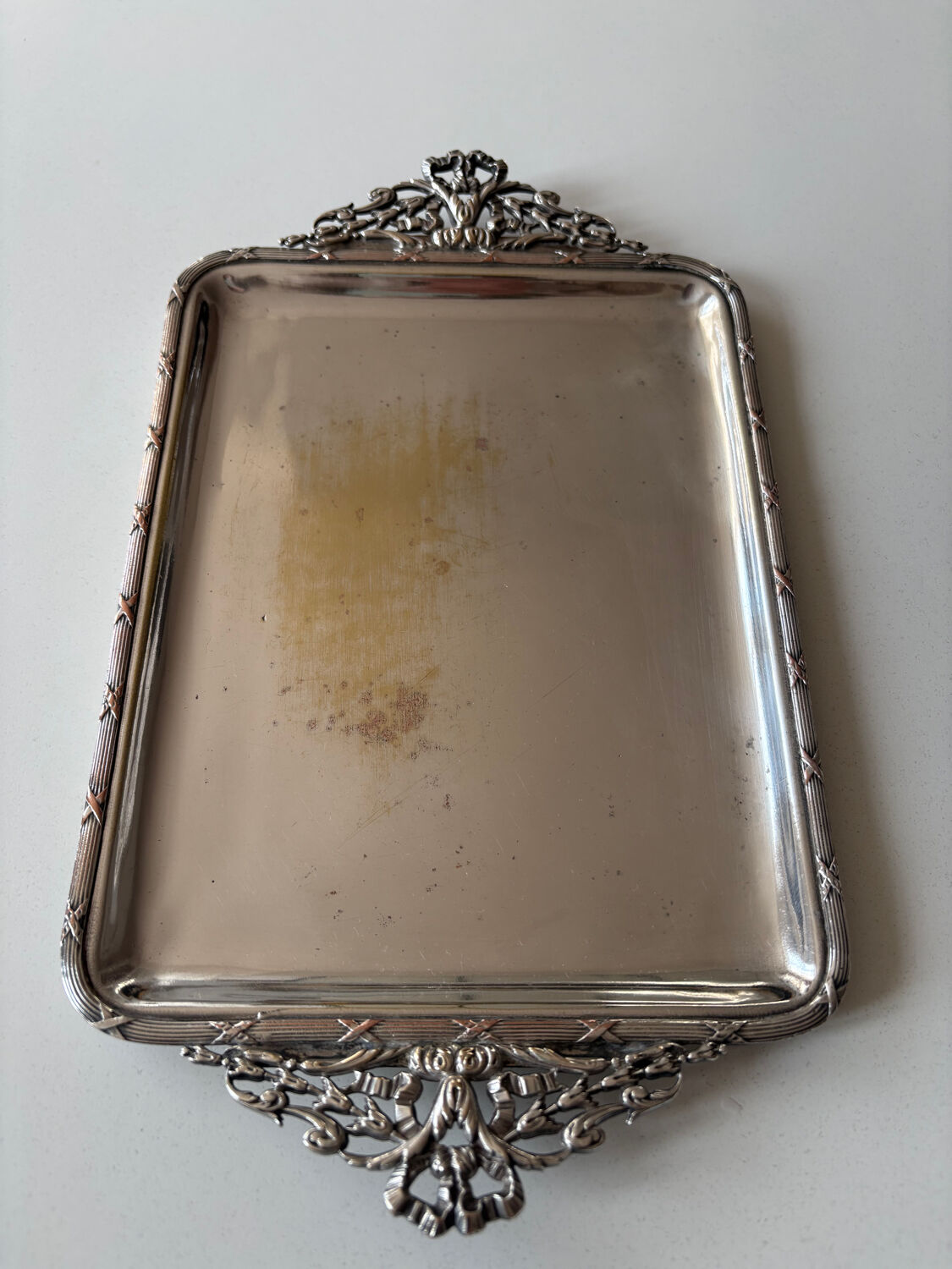 Small silver-plated letter tray
