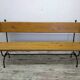 Oak and wrought iron bench