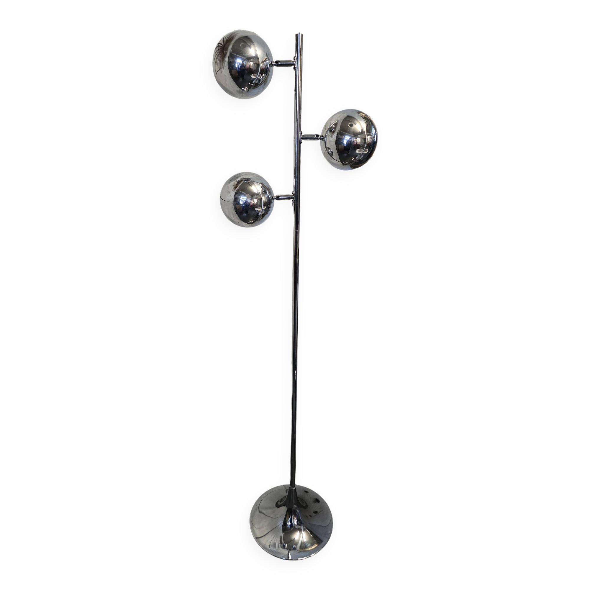 Chrome metal eyeball floor lamp